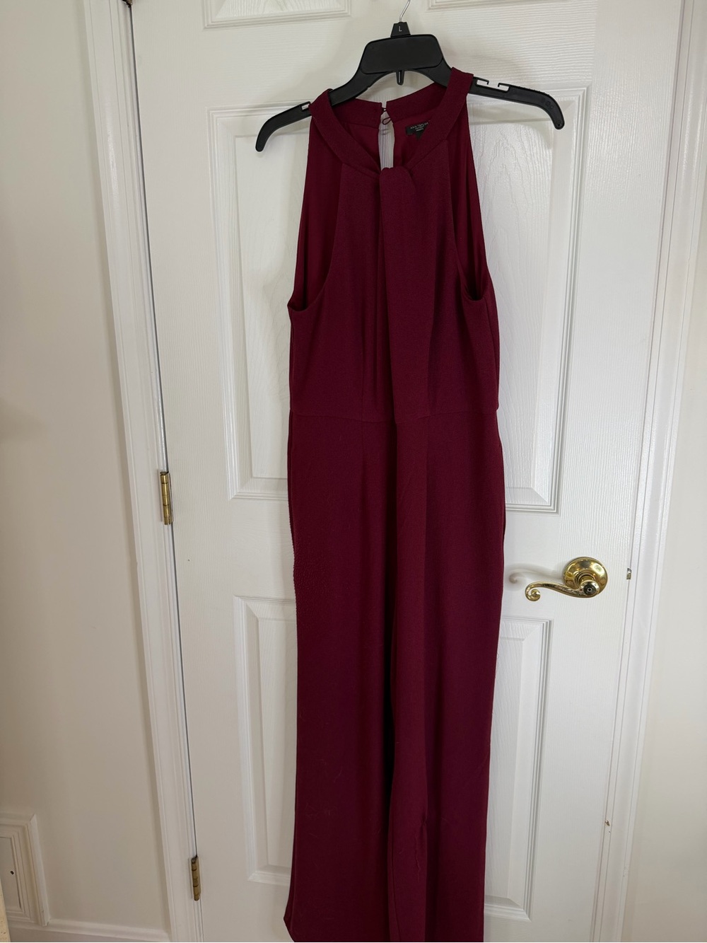 Ann Taylor Sleeveless Halter Jumpsuit in Burgundy